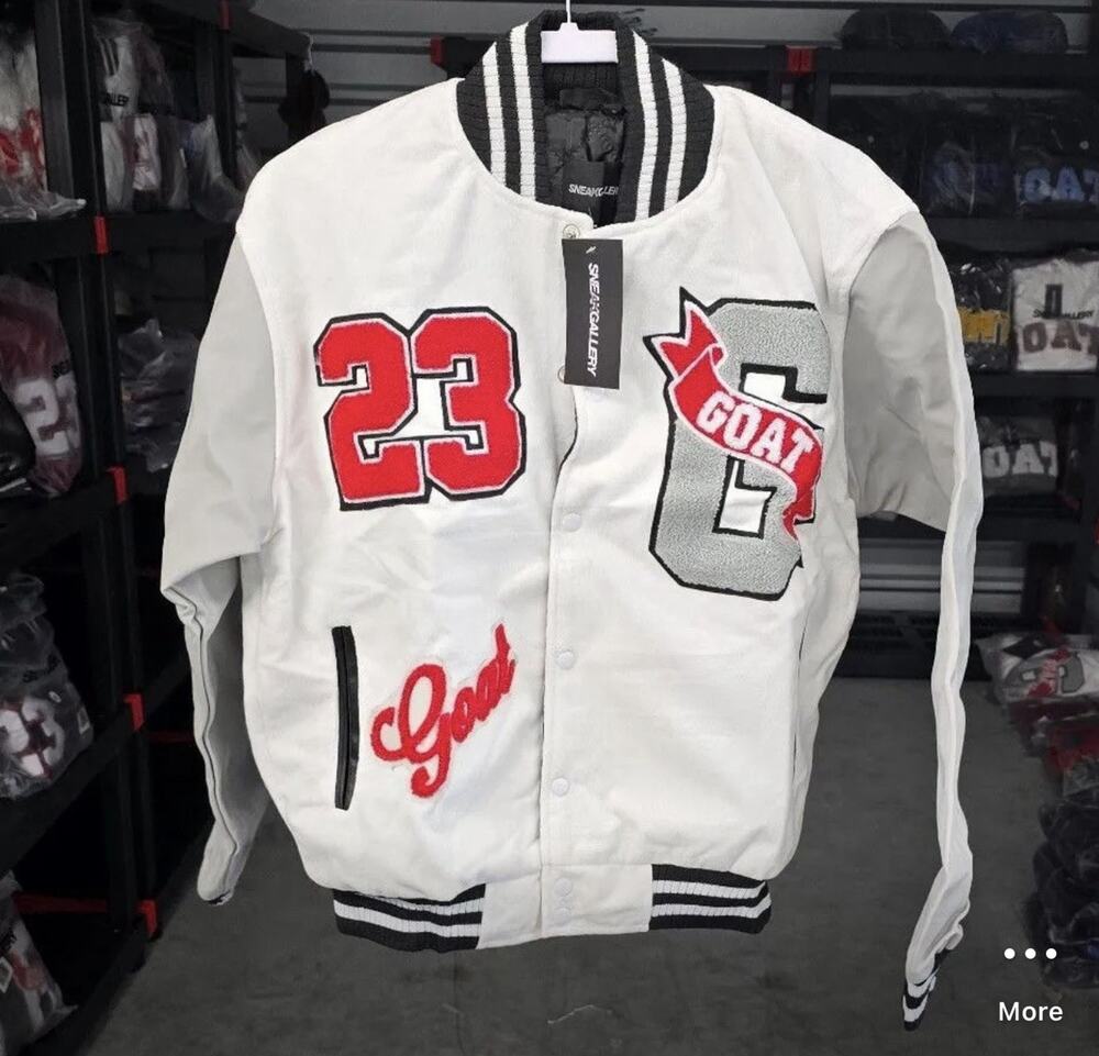NWT SneakGallery Goat Red/White Lettermans Varsity Jacket #23 Size L